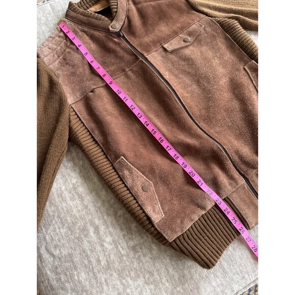 Vintage Richman Men's Chocolate Suede Knit Jacket Full Zip Front Sz Large Unisex - Picture 9 of 9